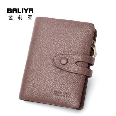 China Baliya Anti-theft Wholesale Customized Genuine Leather Cheap Wallet For Women Wallet Short Lychee Leather Zipper Wallet For Ladies for sale