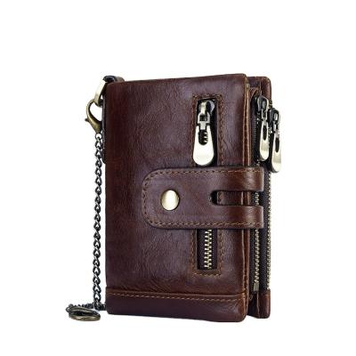 China 2022 New High Quality RFID Men's Smart Wallet Luxury Leather With Zipper Coin Pocket for sale