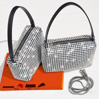 China High Quality Crystal Shining Mini Women Handbags Shoulder Strap Chain Bag Small Size Wholesale Square Lady Bag For Women for sale