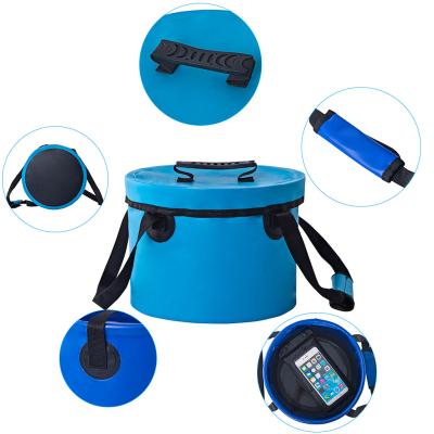 China Good Quality 5L 8L 10L 12L 16L 20L 30L PVC Tarpaulin Waterproof Fishing Camping Waterproof Plastic Portable Folding Water Bucket for sale