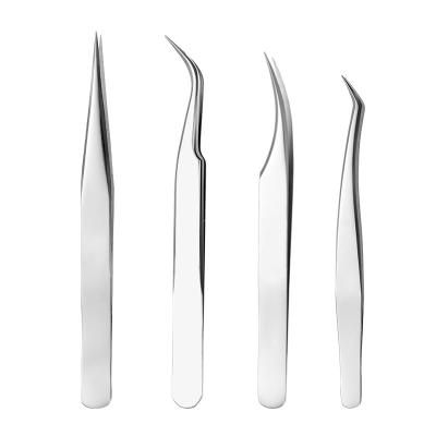 China Custom Good Quality High Precision Right Handed Stainless Steel Tweezers High Accuracy Tweezers Volume Wick Volume Tweezers Oblique Curved Set for sale