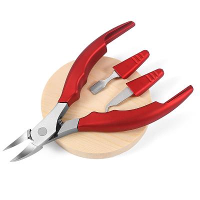 China For the nail. high quality red cuticle tweezers of the best-selling cuticle tweezers stainless steel handle cuticle nipper and pusher set cuticle tweezers for sale