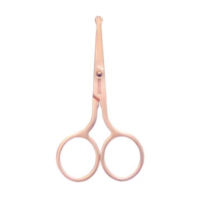 China Good Quality Scissors Rose Gold Scissors Right Handed Ball Headed Nose Hair Trimmer Safe Facial Hair Removal Scissors for sale