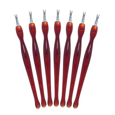 China Dead Skin In The Nail Free Samples Stainless Steel V Shape Cuticle Fork Brown Deep Cuticle Trimmer For Nail Art Pedicure Manicure for sale