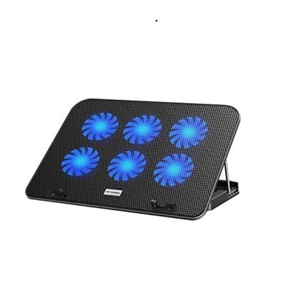 China 2 PORTS USB +speed controller American Popular 15.6 inch Notebook Cooler Height Adjustable Foldable Plastic USB Laptop Cooling Pad With 6 Fan for sale