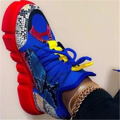 China Hot Selling Fashion Trend High Platform Women's Sneakers Ladies Fashion Snakeskin Sports Casual Shoes for sale