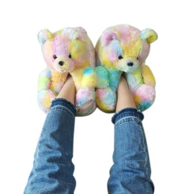 China Fashion Low MOQ Plush Women Animal Teddy Bear Slippers Women New Trend Winter Cute Fashionable Outdoors for sale