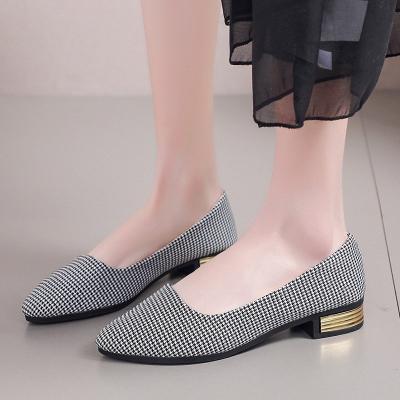 China New mesh breathable high quality shallow fabric flat high heel pointed toe party summer shoes women's high heels muje de zapatillas for sale