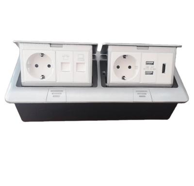 China Commercial silver color double row pop up floor socket /multi style pop up floor socket with RJ45 for sale