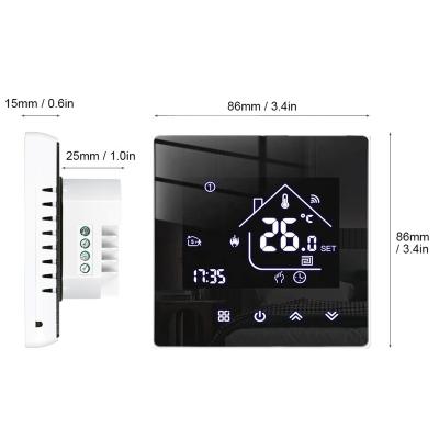 China Modern intelligent circular touch screen thermostat mirror wifi digital display electric floor heating temperature for sale