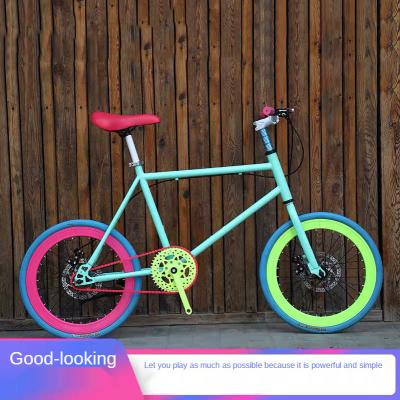 China 20 Inch Mini Adult Boys and Girls Car Double Halfpipe Bicycle Solid Tire Fixed Live Fly Reverse Brake Speed ​​Disc Brake for sale