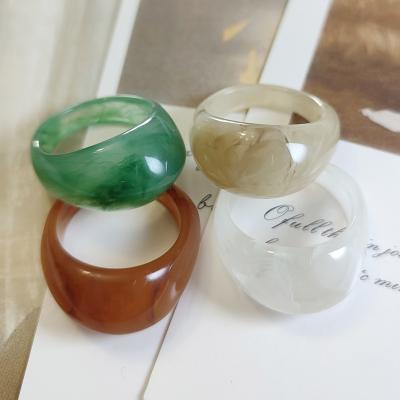 China OUYE Fashion Cute 2021 Best Selling Wholesale Colorful Ring Shell Resin Link Ring Jewelry Acetate Acrylic Simple Clear Resin Ring for sale