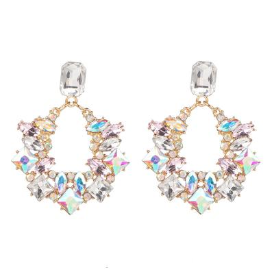 China OUYE 2021 Summer CLASSIC Shiny Cute Rhinestone Earrings Shape Women Wedding Earrings Wholesale Jewelry Zircon Earrings for sale