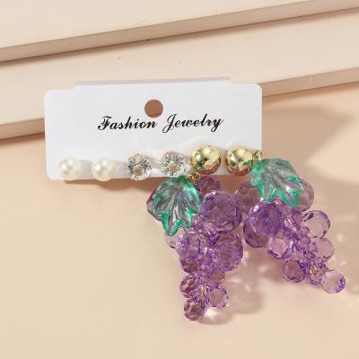 China OUYE 2021 New Fashion CLASSIC Korean Wholesale Jewelry Women Fruits Purple Earrings Set For Women Jewelry for sale