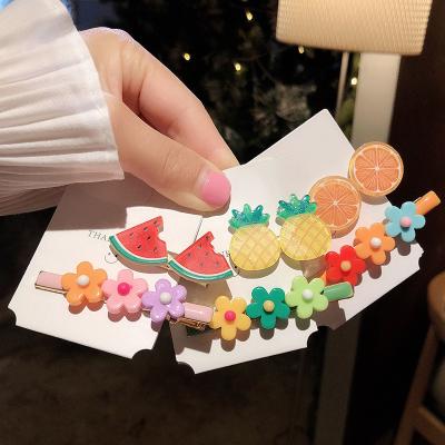 China OUYE Fashion Korean Girl Flower Acetate Hairpin Cute 2 Piece Combination Candy Color Fruit BB Clip for sale