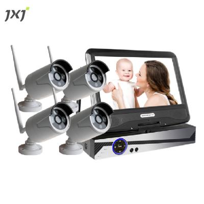 China NIGHT VISION JXJ NVR WIFI HD 1080P IP P2P Wireless System 4CH With 10 Inch Monitor Poe Night Vision IP66 Waterproof CCTV Kit System Camera for sale