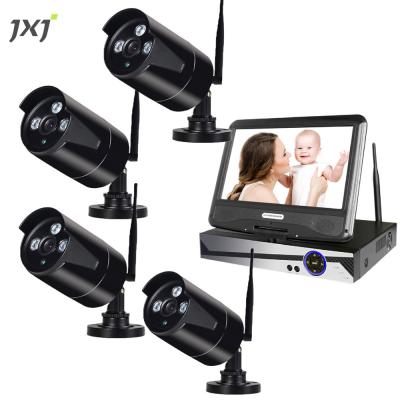 China Factory Wholesale NIGHT VISION JXJ All In One High Quality Wireless IP Monitor Wifi Poe Nvr Webcam With 4 Camera Kit Lcd Monitor for sale