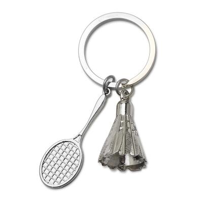 China Metal Keychains Silver Metal New Arrivals Badminton Key Rings Logo Made China for sale