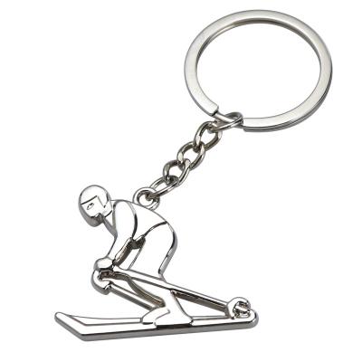 China Factory Customization Metal Key Chain Silver Multifunctional Ski Pendant for sale