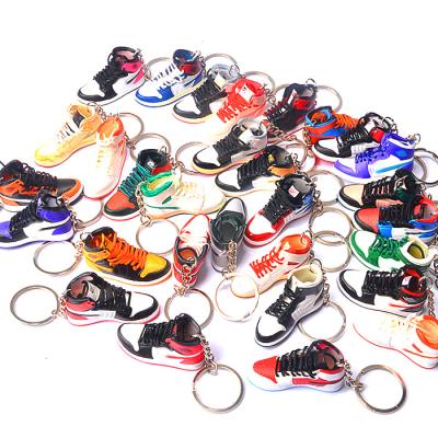 China Factory Wholesale Plastic 3D Sneaker Mini Keychains Mini Shoe Keychain Basketball Sneaker Key Chains With Boxes for sale