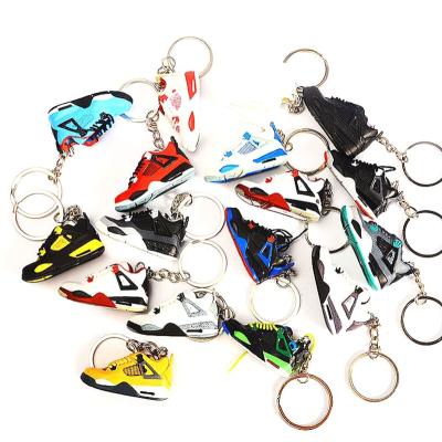 China Plastic 3D Mini Sneaker Keychains Retro Sneaker Key Chains Basketball Sports Shoes Keyrings With Mini Boxes for sale