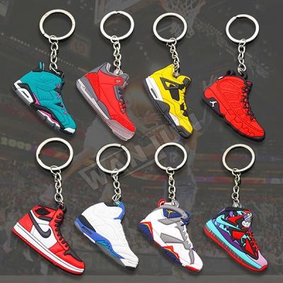 China Wholesale 500 2D Plastic Styles Cheap Rubber Key Chains PVC Shoe Key Chains Mini Sneaker Keychain Basketball Sneaker for sale