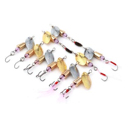 China Wholesale Metal Spinning Bait Hook Spinning Artificial Lure Bait Feather Hard Fishing Hook for sale