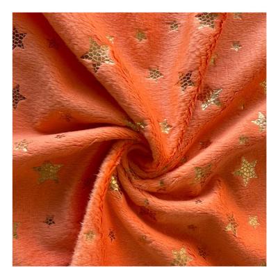 China Memory China Manufacturer Bronzing Gold Foil Printed Solid 100%Polyester Flannel Fabric for sale