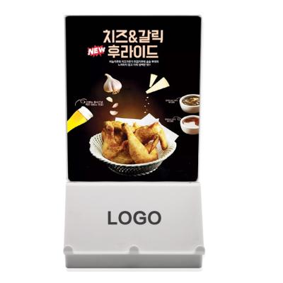 China New Design LED Display Table Menu Powerbank Restaurant Menu Stand Wireless Power Bank for sale