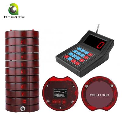 China Wireless Restaurant Pager System With 10 Coaster Pager Wireless Paging System Calling System Portable Restaurant Ringtones Queue Number Paging for sale