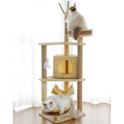 China Natural Wooden Trees Stored Pet Shape Furniture Pole Ceiling Large Cat Tower Treehouse Cat Scratcher Wooden Housing Christmas Tree Tops for sale