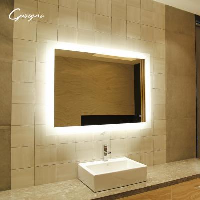 China Cpingao Contemporary Bathroom Wall Hung Smart LED Light Mirror for sale