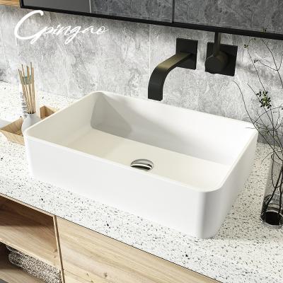 China Factory Price Modern Luxury Bathroom Cpingao Solid Outdoor Sink Freestanding Basin for sale