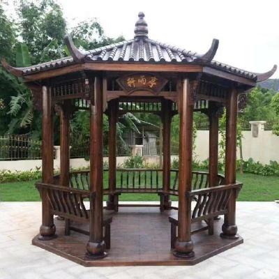 China Easily Assembled Solid Wood Chinese Frame Patio Gazebo Garden Pagoda Pavilion for sale