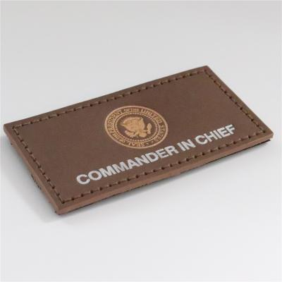 China Washable Bulk Custom Garment Labels Embossed Brown Labeled Leather Label Printed Leather Patch for sale