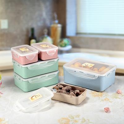 China Hot Selling Freshness Preservation Customized Eco-friendly Wheat Straw Material Plastic Food Container Lunch Box for sale