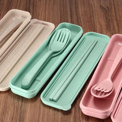 China China Sustainable Wheat Straw Fork Chopsticks Spoon Dinnerware Widely Used Eco - Friendly Multicolor Sets for sale