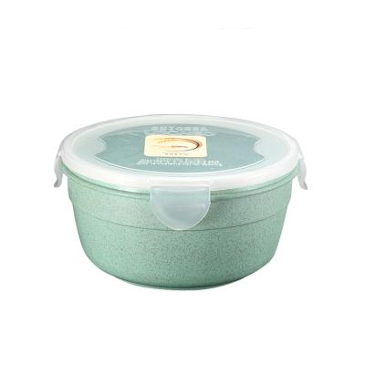 China 1000ml Viable Round Type Wheat Straw Food Crisper Preservation Bowl with Lid for sale