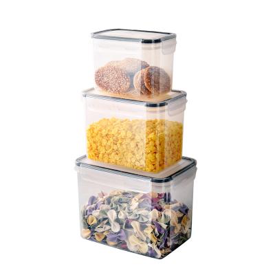 China 3pcs-set Box 0.8L+2.0L+3.6L Rectangle Freshness Preservation Plastic Food Container Safe Hot Microwave Airtight for sale