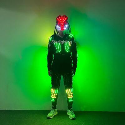 China Barber Shop Factory OEM Color Changing LED Robot Costume Stage Dancer Iron Soldier Predator Wearing Cosplay Costume For Night Club for sale