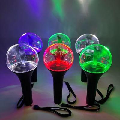 China Barber Shop Wholesale OEM Customized LOGO Engraved Acrylic Glowing Hand Light Stick Round Shape Ball LED Light Stick Fan Light Stick for sale