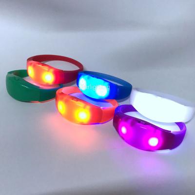 China Barber Shop Colorful LOGO Custom Music Activated Sensor Silicone LED Wristband Glowing Wristband For Events for sale