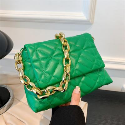 China New Square Line Gold Chain Shoulder Bag Women High Quality Diamond Embroidery Lattice Underarm Girls Purse for sale