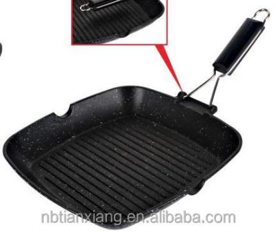 China Sustainable Non-Stick Square Handle Grill Pan Removable Pan With Two Mouth for sale