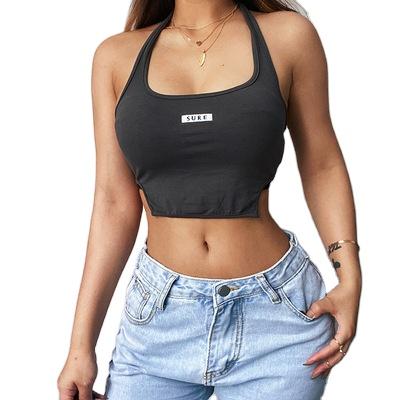 China New Design QUICK DRY Slim Solid Crop Top Backless Summer Fashion Tank Tops Women For Summer for sale