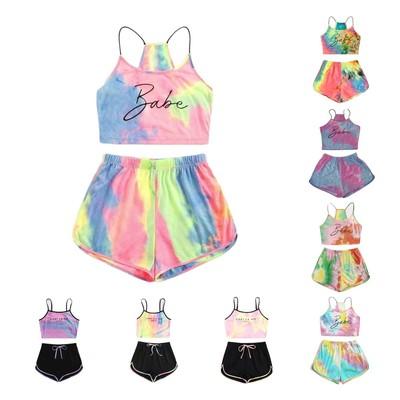 China Fashion Selling 2 Pieces QUICK DRY Hot Fashion Crop Top Sports Shorts Tie Up Sets Women Summer Yoga Sets for sale