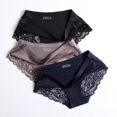 China New Design Antibacterial One-Piece Briefs Panties Seamless Silk Women's Lace Briefs Shorts for sale