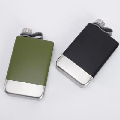 China 21178 Food Grade 304 Stainless Steel 9 Ounce Portable Green Black Hip Flask for sale