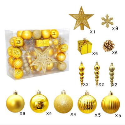 China Hot-selling 21152 Plastic Boxed 60 Pcs Shiny Plastic Snowflake Pine Cones Christmas Balls for sale