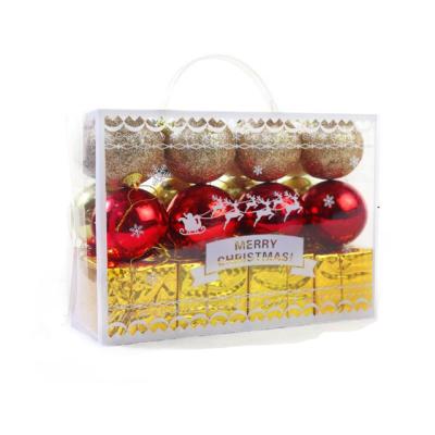 China 21153 24PCS 6cm Round Ball Gift Box Plastic Christmas Bauble Shiny Set for sale